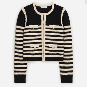 NWT j.crew Odette sweater lady jacket in striped bouclé
